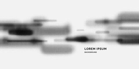 Fototapeta premium Monochrome printing raster, abstract vector halftone background. Black and white texture of dots.