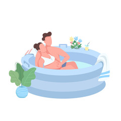 Young expectant parents flat color vector faceless character