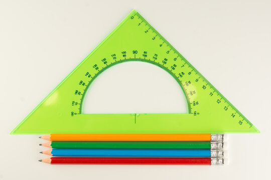 triangular ruler for studying at school isolated