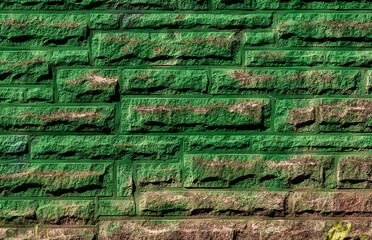 Green brick wall