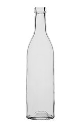 Empty cognac bottle on a white background.