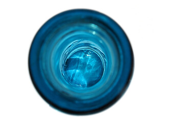 The bottom of the glass bottle. Inside view
