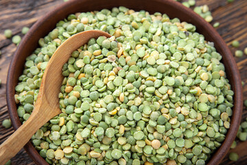dry green peas in a plate