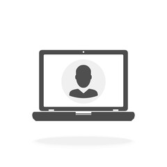 Computer Video Screen for a Remote Call Working From Home Concept - Vector Icon Illustration Sign 