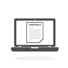 Online Computer Digital Contract Document  - Vector Icon Illustration Symbol