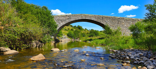 Fototapeta na wymiar beautiful bridge and river with blue sky