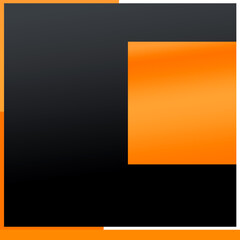 Modern Blank Orange Box On Black Background Frame Template-For Social Media, Banner, Poster, Flyer & Card.