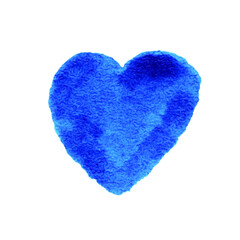 Hand drawn watercolor blue heart  isolated on white background. love symbol for design card poster sticker icon trendy color of 2020 year
