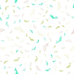 Light Green, Yellow vector seamless pattern with sea dolphins. Modern abstract illustration with sea dolphins. Pattern for marine leaflets.