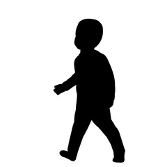 vector, isolated, black silhouette boy child is walking