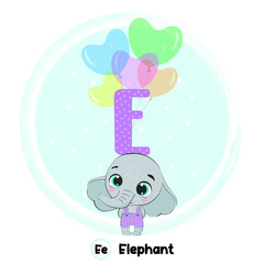 Cute Animal Alphabet Series A-Z. Art vector illustration.