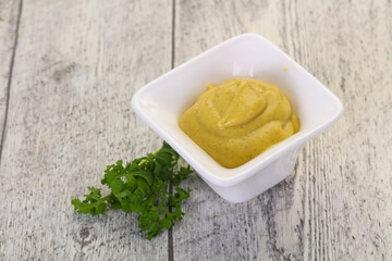 Mustard sauce in the bowl