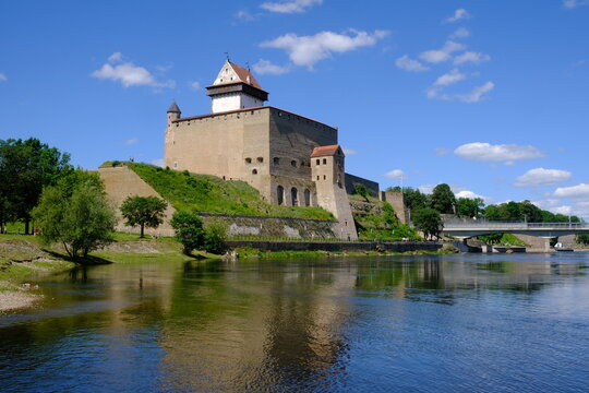 Narva River and Hermann Castle, Narva, Estonia