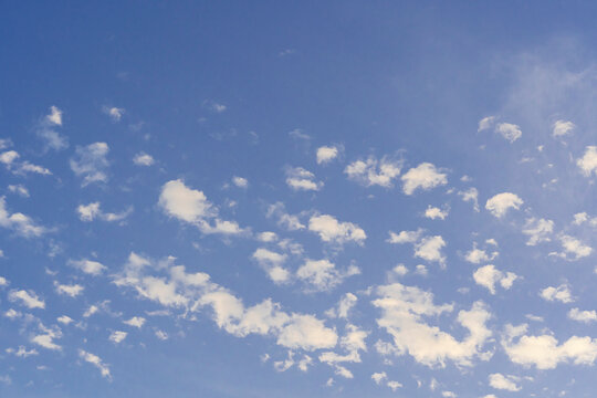 Blue sky with clouds - natural background for environmental and weather concepts.