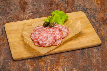 Spanish Salchichon sausage with salad