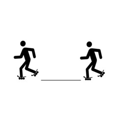 social distancing during a roller skating class, a sign, be safe