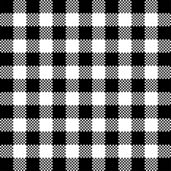 Black and white checked tablecloth background. Chequered. Vector seamless checkered pattern.