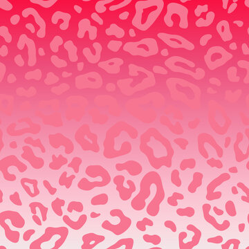 Pink color leopard skin seamless pattern on gradient background. Vector illustration for fashion graphic design, T-shirt prints, posters, decorations, covers, fabrics, wrapping, banners and flyers.