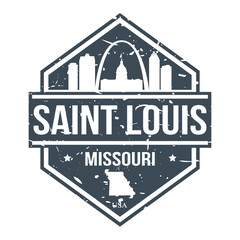 Saint Louis Missouri USA Travel Stamp Icon Skyline City Design. - obrazy, fototapety, plakaty