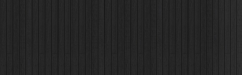 Panorama of Black wood texture background. Abstract dark wood texture on black wall. Aged wood plank texture pattern in dark tone - 364265745