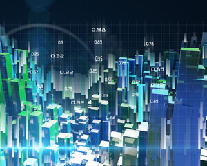 Big Data. 3D illustration abstract  infographic with boxes background.  Business and finance analytics representation.  Futuristic geometric analyze data concept.