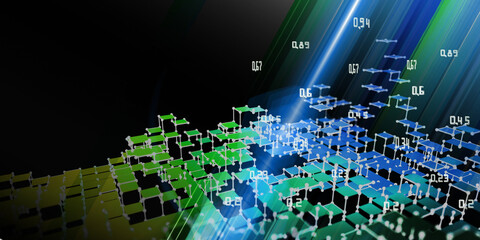 3d illustration of abstract background data visualization. Futuristic infographics design. Social network and business concept. Big data.