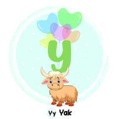 Cute Animal Alphabet Series A-Z. Art vector illustration.