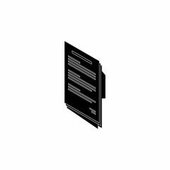 Document Isometric left view - White Outline icon vector isometric. Flat style vector illustration.