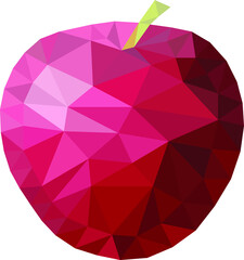 Naklejka na ściany i meble Low poly apple in red colors
