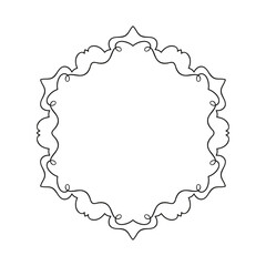 Vector round frame made of wavy intersecting lines. Vintage decorative element.