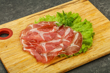 Smoked pork neck slices snack