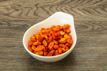 Chili peanut snack in the bowl