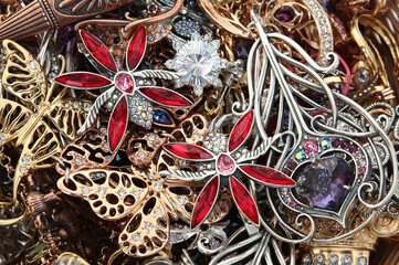 Heap jewelry ornaments as background