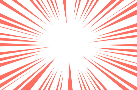 Coral Trendy Color Sun Rays Or Explosion Boom For Comic Books Radial Background. Vector.