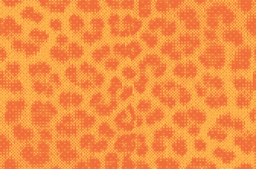 Leopard pixel art style stains pattern design. Dotted Vector Illustration Background. Animal Fur. Brown, orange, yellow.