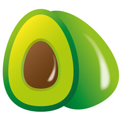 illustration green avocado on a white background   