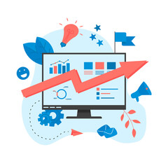 Abstract business growth pink arrow. Finance concept.