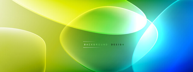 Vector abstract background - liquid bubble shapes on fluid gradient with shadows and light effects. Shiny design template for text