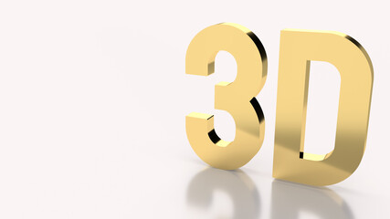gold text 3d on white background 3d rendering.
