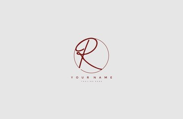 Fototapeta premium Letter R Logo Manual Elegant Minimalist Signature Logotype