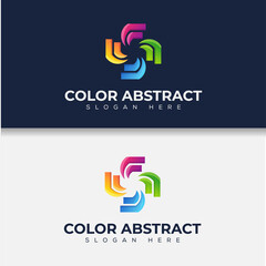colorful abstract logo template with square concept