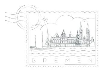 Obraz premium Bremen stamp, vector illustration and typography design, Germany