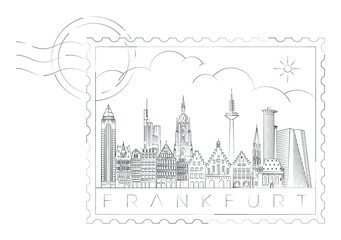 Naklejka premium Frankfurt stamp, vector illustration and typography design, Germany