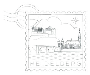 Heildelberg stamp, vector illustration and typography design, Germany