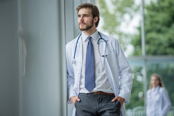 happy male medical doctor portrait in hospital.