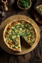 Homemade cheese pea pie or quiche