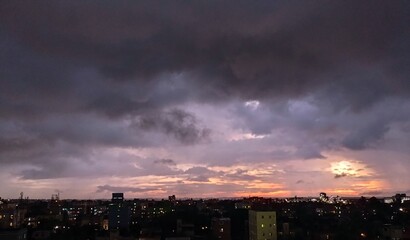 sunset over the city