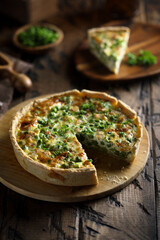Homemade cheese pea pie or quiche