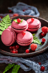 Delicious red currant macaroons made of fresh berries