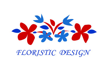 Fototapeta premium Logo for flower shop. Floral composition with inscription floristic design. 